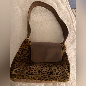 Leopard Print Faux Fur Crossbody Bag